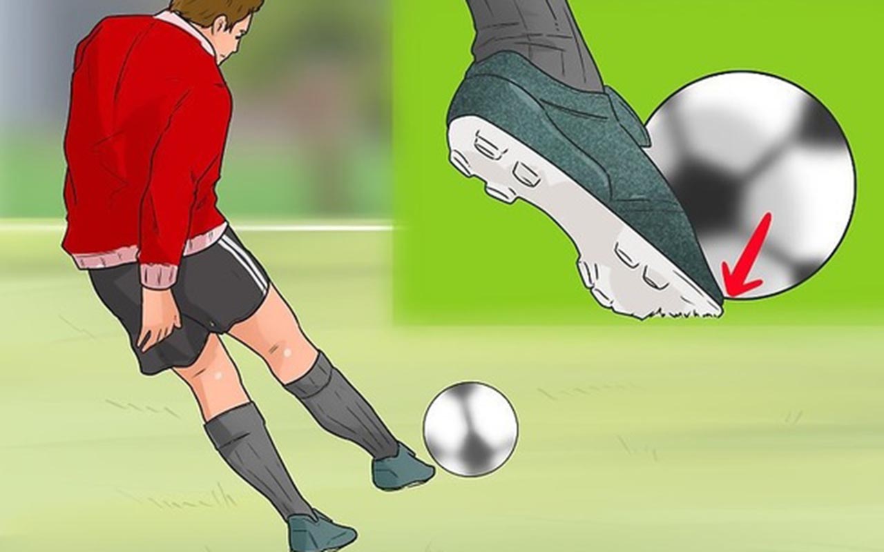 Gerakan kaki ketika bola tepat menyentuh kaki pada saat mengontrol menggunakan kaki bagian dalam adalah